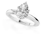 Pear Cut Diamond Solitaire Engagement Ring Set in Platinum with Prong Setting on a Classic Band