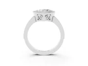 Heart Cut Diamond Round Halo Ring Set in White gold with Pavé Band