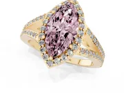 Marquise Split Shank Halo Engagement Ring Setting for a Fancy Pink Lab-Grown Diamond | Yellow Gold