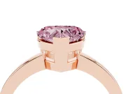 Fancy Pink Heart Cut Diamond Solitaire Ring Set in Rose gold with Prong Head and Smooth Polished Band