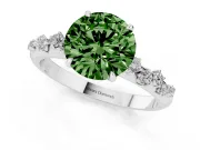 Round Graduated Solitaire Engagement Ring Setting for a Fancy Green Lab-Grown Diamond | Platinum