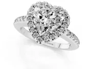 Heart-Shaped Pave Halo Engagement Ring Setting | Pave Band | Platinum
