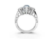Marquise Three Stone Engagement Ring Setting for a Fancy Blue Lab-Grown Diamond | Beaded Shoulders | Platinum
