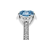 Princess Cut Floral Pavé Engagement Ring Setting for a Fancy Blue Lab-Grown Diamond | White Gold