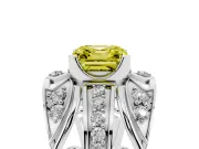 Asscher Cut Art Deco Engagement Ring Setting for a Fancy Yellow Lab-Grown Diamond | Platinum