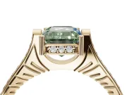 Emerald Cut Vintage Cathedral Engagement Ring Setting for a Fancy Green Lab-Grown Diamond | Carved Band | Yellow Gold