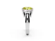 Fancy Yellow Oval Cut Diamond Three-Stone Channel Set Ring Set in White gold with Smooth Polished Band