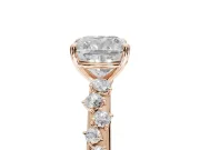 Cushion Cut Solitaire Engagement Ring Setting | Graduated Scattered Accents | Rose Gold