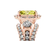 Oval Halo Split Shank Engagement Ring Setting for a Fancy Yellow Lab-Grown Diamond | Round Side Stones | Rose Gold