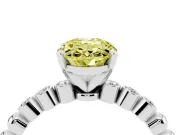 Oval Beaded Solitaire Engagement Ring Setting for a Fancy Yellow Lab-Grown Diamond | White Gold