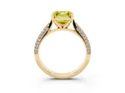 Fancy Yellow Asscher Cut Diamond Solitaire Engagement Ring Set in Yellow gold with Multi-Row Round Pavé Band and Prong Setting