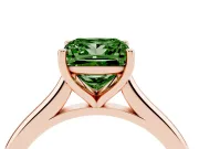Fancy Green Princess Cut Diamond Solitaire Ring Set in Rose gold with Cathedral Band and Prong Setting