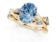 Oval Twisted Vine Engagement Ring Setting for a Fancy Blue Lab-Grown Diamond | Yellow Gold