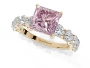 Princess Cut Engagement Ring Setting for a Fancy Pink Lab-Grown Diamond | Yellow Gold - Design NV-24455
