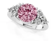Round Cluster Side Stone Engagement Ring Setting for a Fancy Pink Lab-Grown Diamond | Platinum