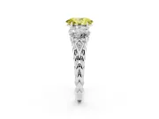 Fancy Yellow Oval Cut Diamond Three-Stone Ring Set in Silver with Braided Band