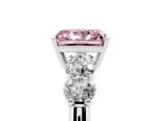 Radiant Cut Five Stone Engagement Ring Setting for a Fancy Pink Lab-Grown Diamond | Prong Set Side Stones | White Gold