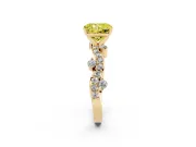 Fancy Yellow Radiant Cut Diamond Solitaire Twisted Band Set in Yellow gold with Pavé Setting
