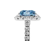 Princess Cut Halo Engagement Ring Setting for a Fancy Blue Lab-Grown Diamond | Pave Shoulders | Sterling Silver