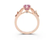 Cushion Cut Leaf Solitaire Engagement Ring Setting for a Fancy Pink Lab-Grown Diamond | Rose Gold