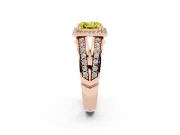 Asscher Cut Halo Engagement Ring Setting for a Fancy Yellow Lab-Grown Diamond | Two-Row Pave Split Shank | Rose Gold