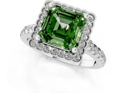 Asscher Cut Halo Engagement Ring Setting for a Fancy Green Lab-Grown Diamond | Sterling Silver - Design NV-24763