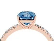 Radiant Cut Pave Solitaire Engagement Ring Setting for a Fancy Blue Lab-Grown Diamond | Shared Prong Band | Rose Gold
