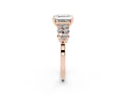 Asscher Cut Side Stone Engagement Ring Setting | Two-Row Shoulder Clusters | Rose Gold