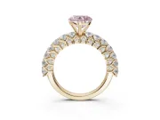 Heart-Shaped Shared Prong Engagement Ring Setting for a Fancy Pink Lab-Grown Diamond | Yellow Gold