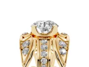 Round Art Deco Graduated Pave Engagement Ring Setting | Split Shank | Yellow Gold