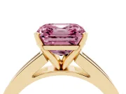 Asscher Cut Channel Engagement Ring Setting for a Fancy Pink Lab-Grown Diamond | Yellow Gold