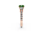 Cushion Cut Engagement Ring Setting for a Fancy Green Lab-Grown Diamond | Three Stone | Rose Gold