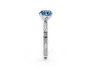 Heart-Shaped Engraved Engagement Ring Setting for a Fancy Blue Lab-Grown Diamond | Sterling Silver