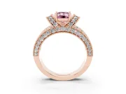 Emerald Cut Vintage Pave Engagement Ring Setting for a Fancy Pink Lab-Grown Diamond | Milgrain Edges | Rose Gold