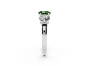 Round Three Stone Engagement Ring Setting for a Fancy Green Lab-Grown Diamond | Plain Band | Sterling Silver