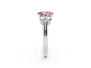 Oval Side Stone Engagement Ring Setting for a Fancy Pink Lab-Grown Diamond | White Gold