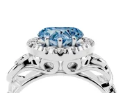 Heart-Shaped Filigree Halo Engagement Ring Setting for a Fancy Blue Lab-Grown Diamond | White Gold