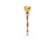 Fancy Yellow Princess Cut Diamond Solitaire Ring Set in Rose gold with Twisted Band and Bead Prong Setting