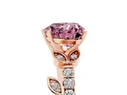 Heart-Shaped Leaf Pavé Engagement Ring Setting for a Fancy Pink Lab-Grown Diamond | Rose Gold