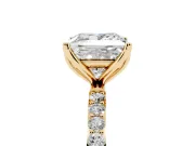 Princess Cut Pave Solitaire Engagement Ring Setting | Fine Line Pave Band | Yellow Gold