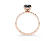 Cushion Cut Pavé Solitaire Engagement Ring Setting for a Black Center | Slim Band | Rose Gold