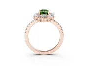 Emerald Cut Star Floral Halo Engagement Ring Setting for a Fancy Green Lab-Grown Diamond | Rose Gold