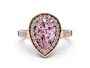 Pear-Shaped Rimmed Halo Engagement Ring Setting for a Fancy Pink Lab-Grown Diamond | Rose Gold