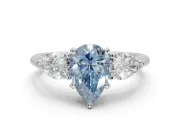 Pear-Shaped 3-Stone Engagement Ring Setting for a Fancy Blue Lab-Grown Diamond | Sterling Silver