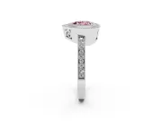 Fancy Pink Heart Cut Diamond Round Halo Ring Set in Platinum with Pavé Band