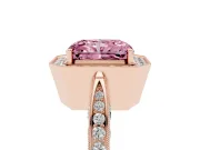 Radiant Cut Milgrain Halo Engagement Ring Setting for a Fancy Pink Lab-Grown Diamond | Side Stones | Rose Gold