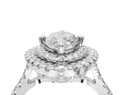 Marquise Lab-Grown Diamond Double Halo Statement Ring Set in Platinum with Pavé Band