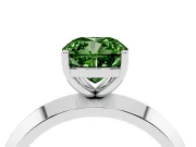 Fancy Green Cushion Cut Diamond Solitaire Engagement Ring Set in Platinum with Flat Band and Prong Setting
