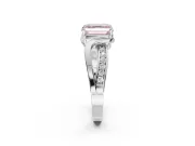 Asscher Cut Bypass Solitaire Engagement Ring Setting for a Fancy Pink Lab-Grown Diamond | Pavé Strands | Sterling Silver