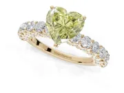 Heart-Shaped Shared Prong Engagement Ring Setting for a Fancy Yellow Lab-Grown Diamond | Yellow Gold